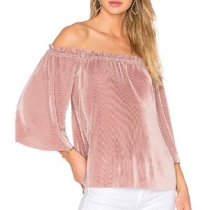 Revolve J.O.A. Pleated On/Off Shoulder Top in Pink
